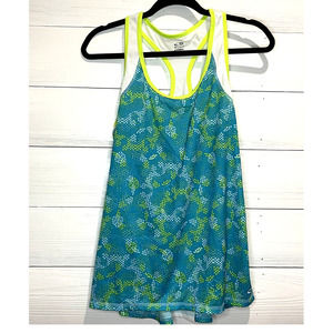 Champion Racerback Tank, Turquoise and Neon Yellow, Youth Large